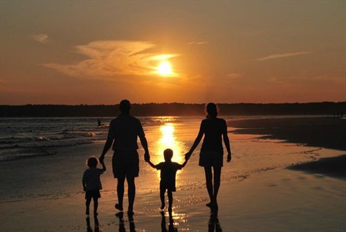 Family holiday on the beach